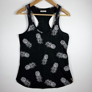 Brunotti Tank Top Womens Medium Black White Pineapple Print Racerback Summer